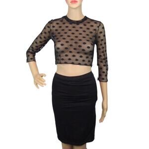 MESH WEAR NYC Sheer Mesh Polka Dot Crop Top Women’s Size Small, XS